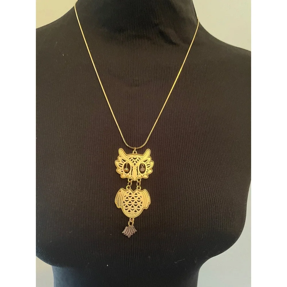 Danecraft Gold‎ Tone Sterling Silver Articulated Owl Pendant Necklace 18 Inch